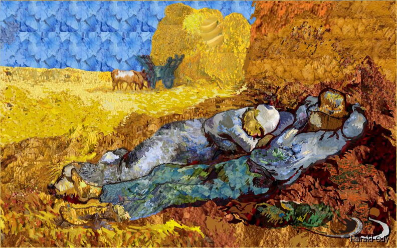 Van Gogh Ruhen bei der Ernte